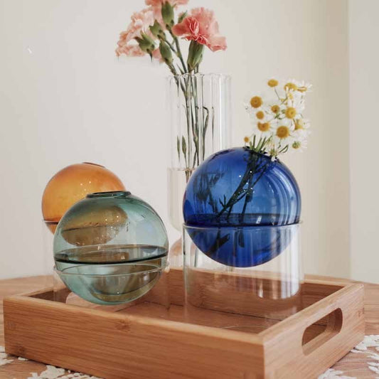 Vase Décoratif Sphérique en Verre Coloré Créatif - Allomarc.com