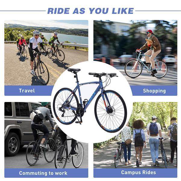 Vélo Hybride 24 Vitesses avec Freins à Disque 700C - Allomarc.com