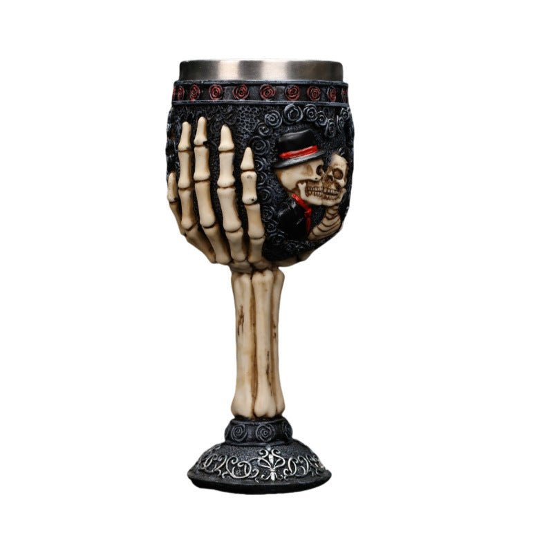 Verre à Vin Décoratif pour Couple en Acier Inoxydable avec Résine - Allomarc.com