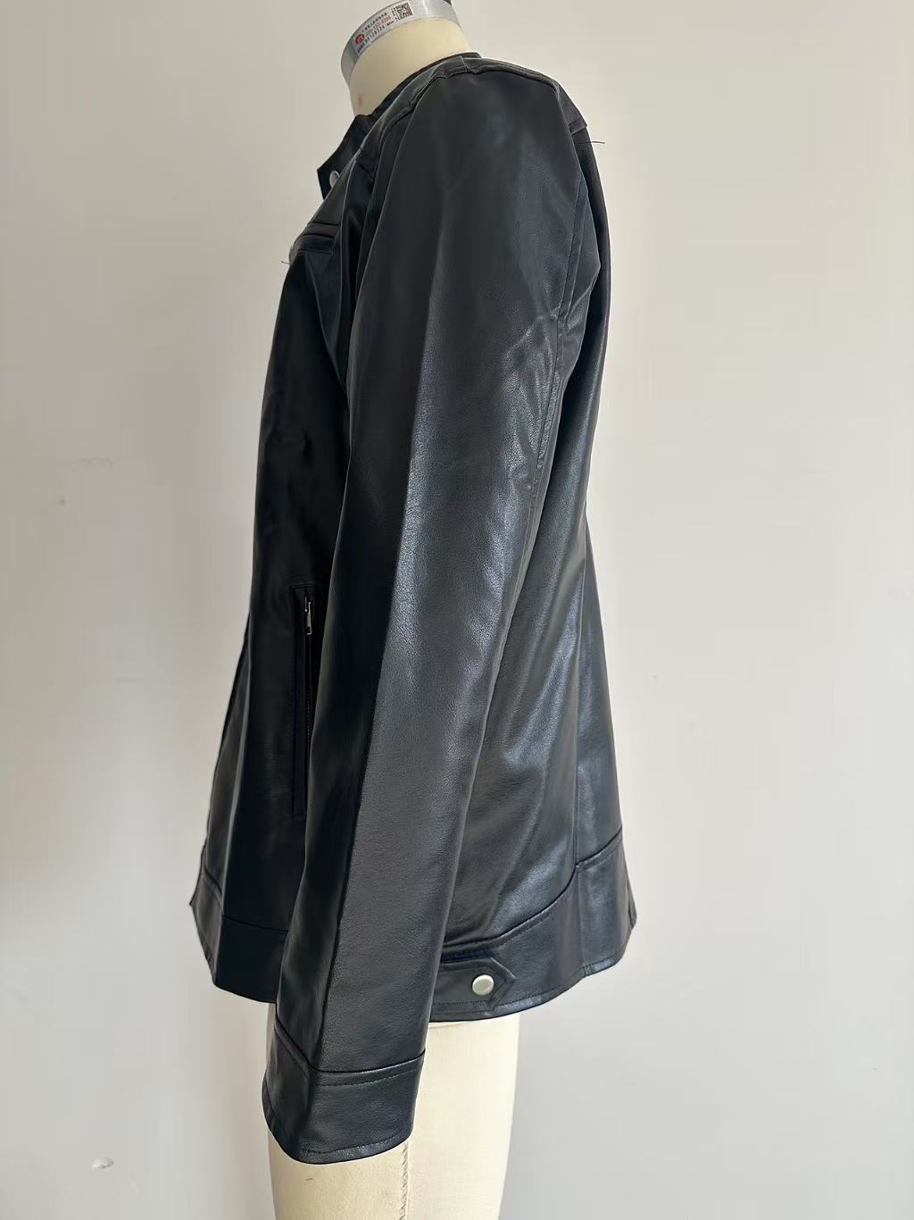 Veste en Cuir pour Homme avec Col Montant - Style Affaires Décontracté - Allomarc.com