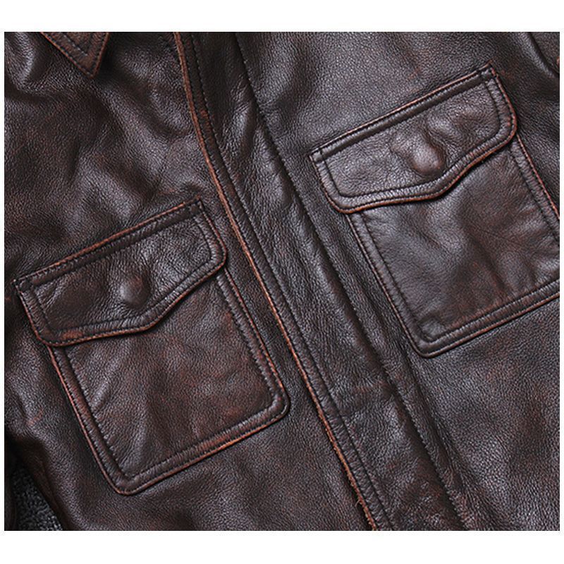 Veste en Cuir Retro pour Hommes avec Revers - Style Moto - Allomarc.com