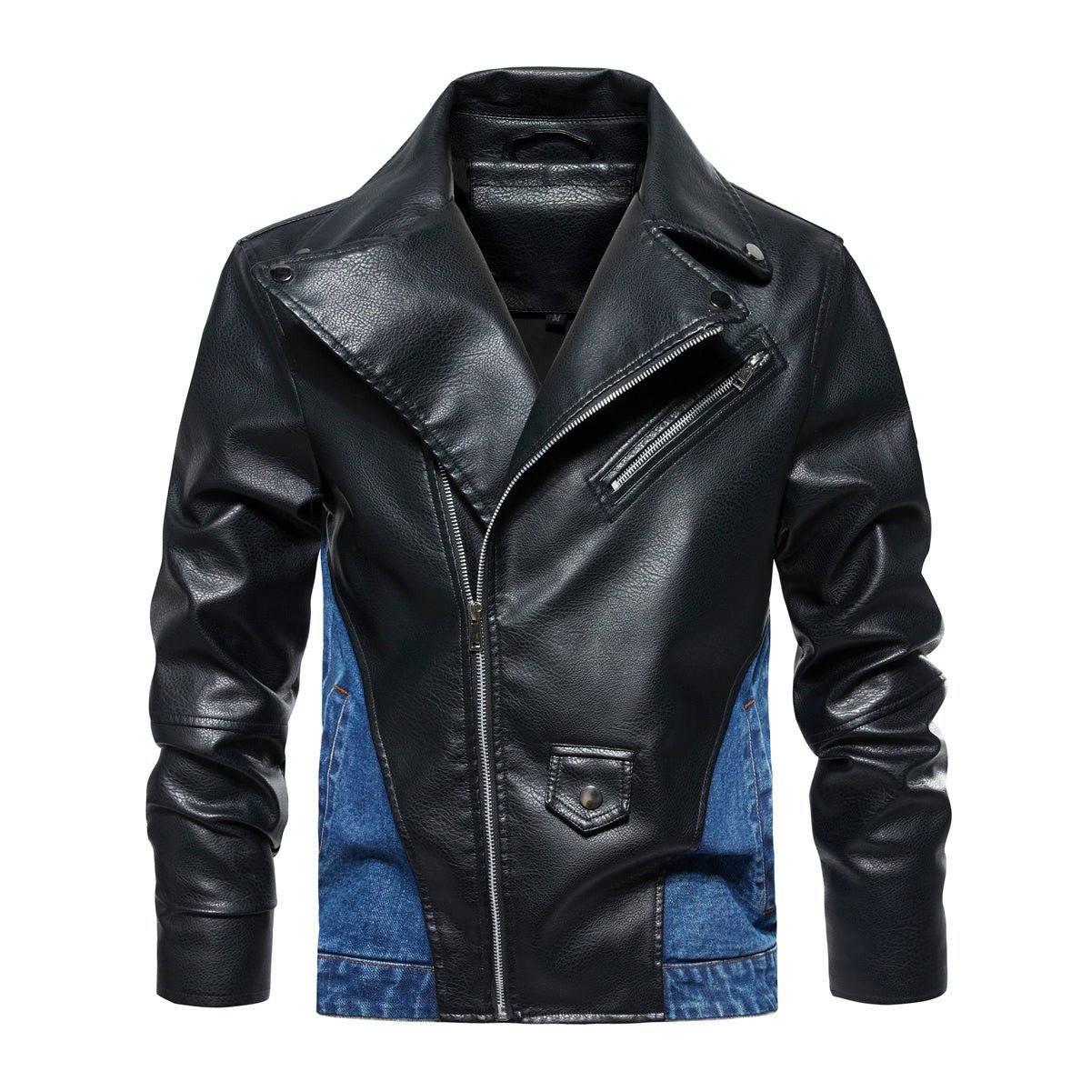 Veste en Jean à Patches pour Hommes, Veste de Travail à Fermeture Éclair Diagonale - Allomarc.com