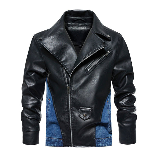 Veste en Jean à Patches pour Hommes, Veste de Travail à Fermeture Éclair Diagonale - Allomarc.com