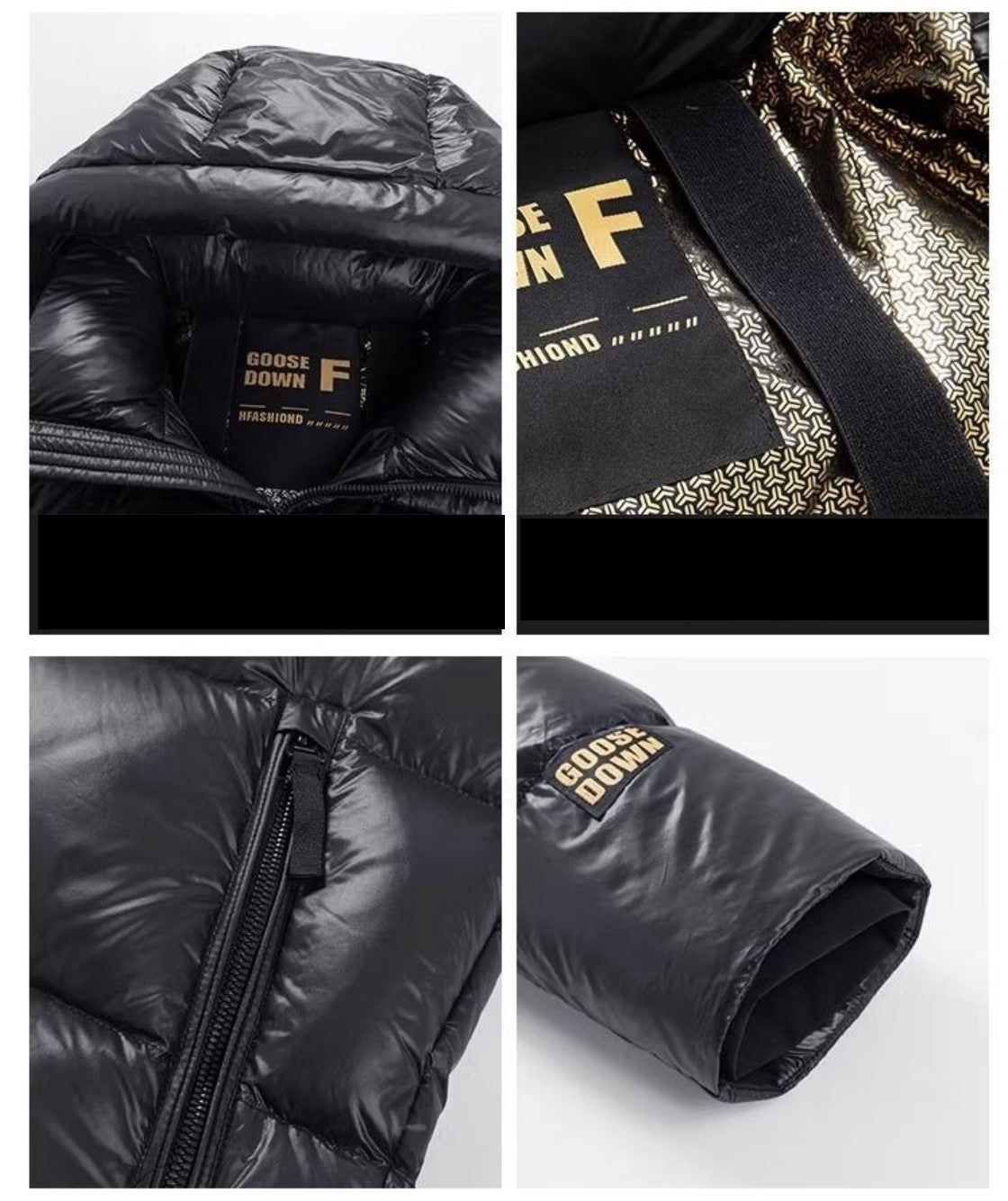 Veste Longue Élégante à Capuche en Duvet d'Oie Blanche Noir - Allomarc.com